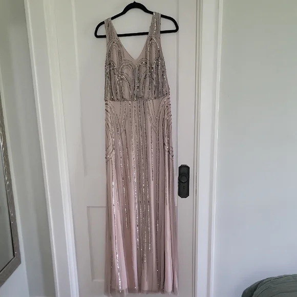 Adrianna Papell | Dresses | Adrianna Papell Pink And Silver Maxi Dress | Poshmark Adrianna Papell | Dresses | Adrianna Papell Pink And Silver Maxi Dress | Poshmark